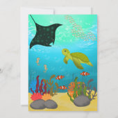 シーアニマルズ招待状の下で誕生日パーティー 招待状 (裏面)