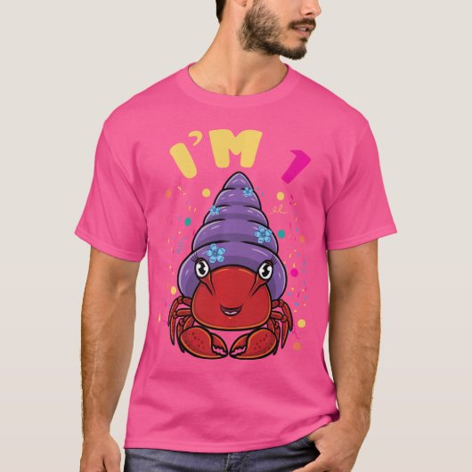 シーアニマルIm 1仙人カニ1歳の誕生日 Tシャツ (正面)