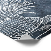 シーアネモネウォーターカラートワイライト海ブルーホワイト ポスター (角)