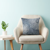 シーアネモネ水彩海ネービーブルーホワイト クッション (椅子)