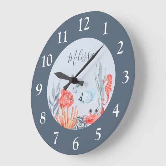 シーアパーソナライズされたクリル壁時計下の子供たち ラージ壁時計 (傾斜)