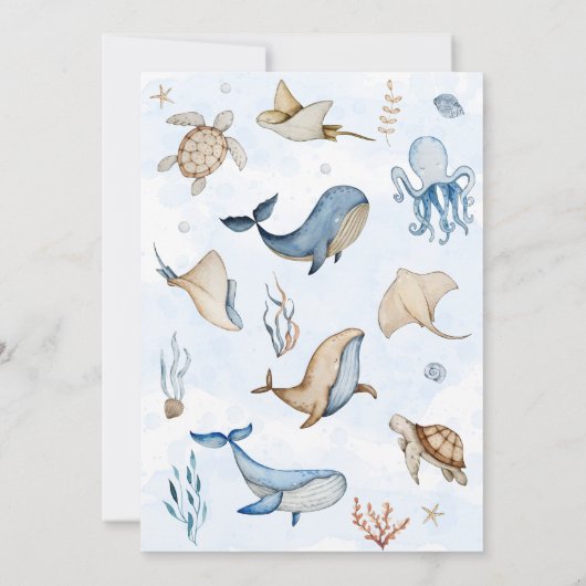 シーアホイの下で男の子のシャワー 招待状 (裏面)