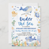 シーアンダー海アニマルズボーイ誕生日 招待状 (正面)