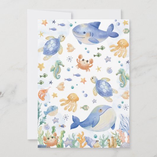 シーアンダー海アニマルズボーイ誕生日 招待状 (裏面)