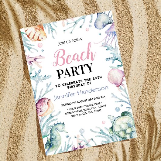 シーアンダー海動物誕生日 招待状