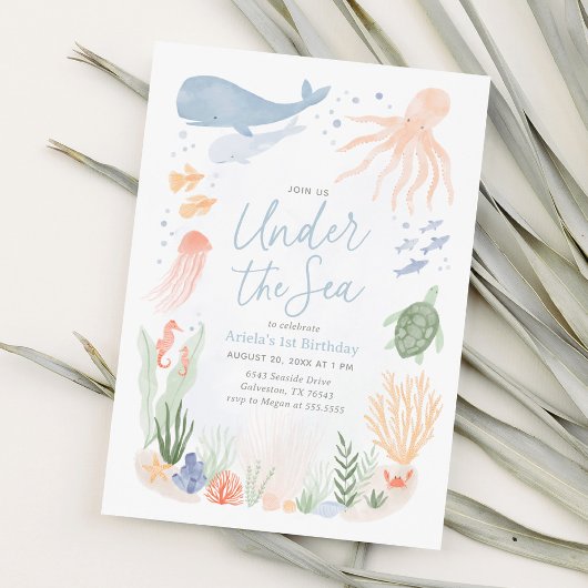シーアンダー海動物誕生日 招待状