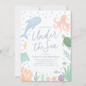 シーアンダー海動物誕生日 招待状 (正面)