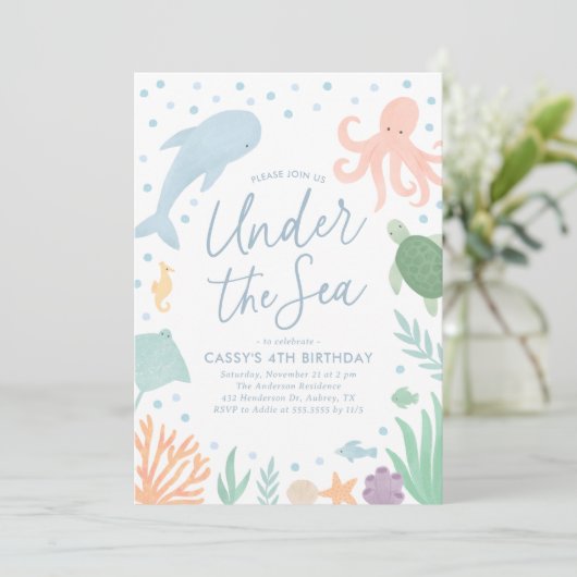 シーアンダー海動物誕生日 招待状 (スタンド正面)