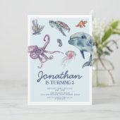 シーア下モダン子供の誕生日パーティー 招待状 (スタンド正面)