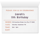 シーア紙吹雪ウォーターカラードット誕生日招待状 (内部横(下))