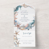 シーウェディングリース | タツノオトシゴと貝殻のビーチ オールインワン招待状 (内側)