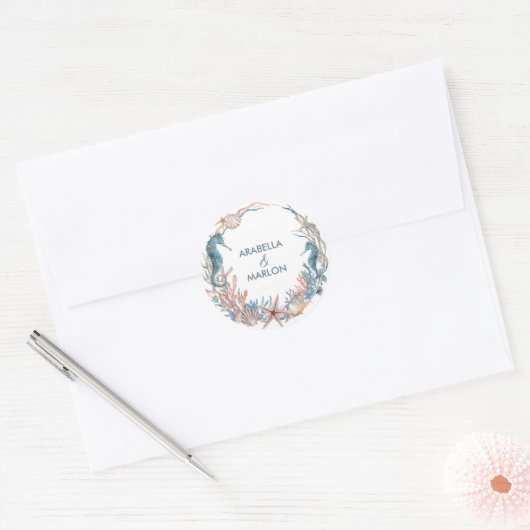 シーウェレイス | ビーチ シーホース シェル ラウンドシール (封筒)