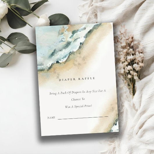 シーウェーブサンドビーチおむつラッフルベビーシャワー エンクロージャーカード