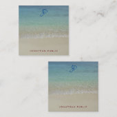 シーウェーブサンド手書きモノグラムテンプレート ノートカード (正面/裏面)