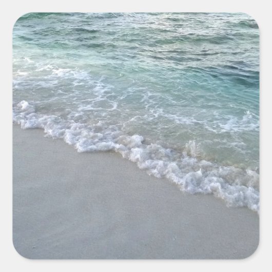 シーウェーブサンド空白のテンプレートモルディブ自然 スクエアシール (正面)