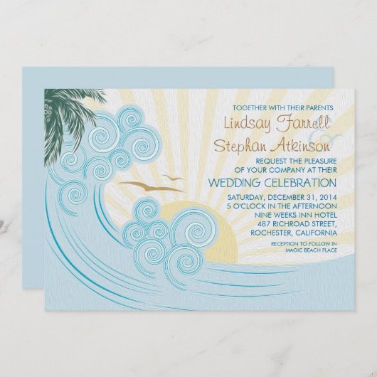 シーウェーブズビーチ結婚式招待状 招待状 (正面/裏面)