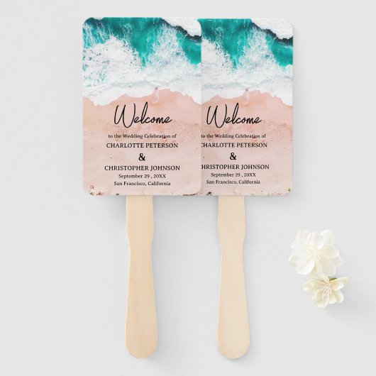 シーウェーブズ&サンドビーチ結婚式 ハンドファン (正面&裏面)