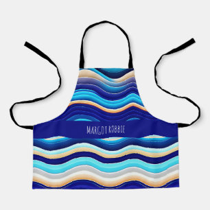 シーウェーブソフトウォーターのカラー抽象芸術パターン エプロン