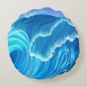 シーウェーブデザイン – フローイング波 ラウンドクッション (裏面)