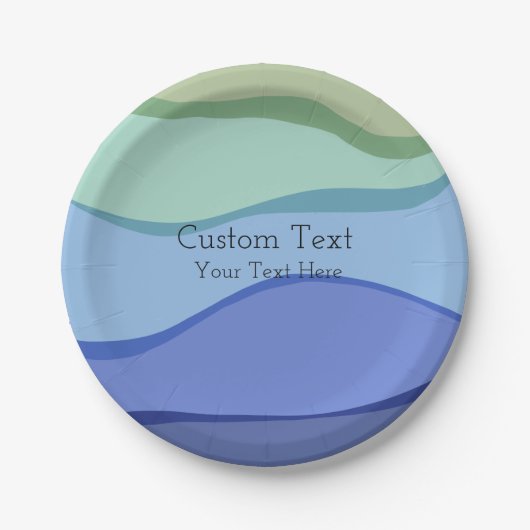 シーウェーブ海デザインカスタム文字 ペーパープレート (正面)
