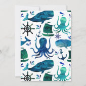 シーウォーターカラーキッズタコ誕生日 招待状 (裏面)