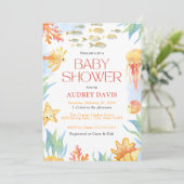 シーウォーターカラーベビーシャワー招待状の下 招待状 (スタンド正面)