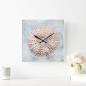 シーウニ動揺してンコースタルブルー絵画クリーム スクエア壁時計 (ホーム)