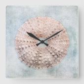 シーウニ動揺してンコースタルブルー絵画クリーム スクエア壁時計 (正面)