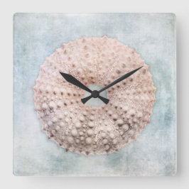シーウニ動揺してンコースタルブルー絵画クリーム スクエア壁時計