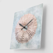 シーウニ動揺してンコースタルブルー絵画クリーム スクエア壁時計 (傾斜)