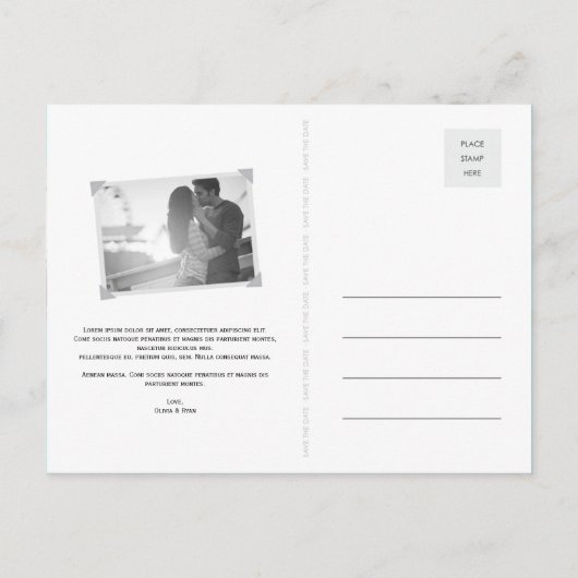 シーウマキスをするーズ愛ハートビーチ保存日付 案内ポストカード (裏面)