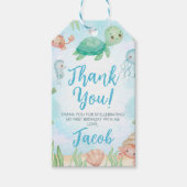 シーウミガメの海の下に誕生日 ギフトタグ (正面)