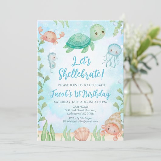 シーウミガメの海の下に誕生日 招待状 (スタンド正面)
