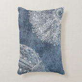 シーウルチンウォータカラー海ネイビーブルーホワイト アクセントクッション (正面(垂直))