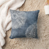 シーウルチンウォータカラー海ネイビーブルーホワイト クッション (ブランケット)