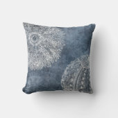 シーウルチンウォータカラー海ネイビーブルーホワイト クッション (正面)