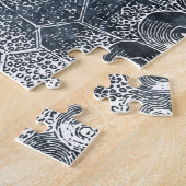 シーウルチンウォータカラー海ネイビーブルーホワイト ジグソーパズル (側面)