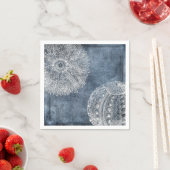 シーウルチンウォータカラー海ネイビーブルーホワイト スタンダードカクテルナプキン (インサイチュ)