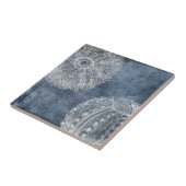 シーウルチンウォータカラー海ネイビーブルーホワイト タイル (側面)