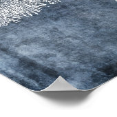 シーウルチンウォータカラー海ネイビーブルーホワイト ポスター (角)