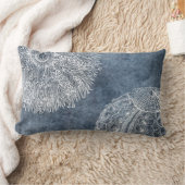 シーウルチンウォータカラー海ネイビーブルーホワイト ランバークッション (ブランケット)