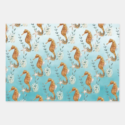 シーウーズアンダーザカリブのターコイズブルーシー ラッピングペーパーシート (正面3)