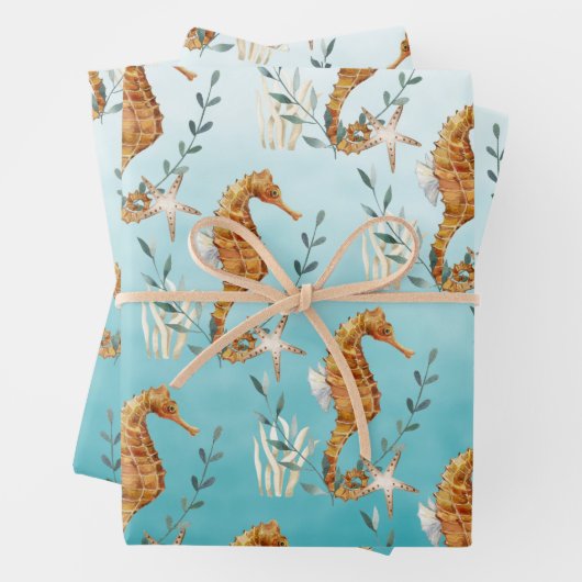 シーウーズアンダーザカリブのターコイズブルーシー ラッピングペーパーシート (インサイチュ)