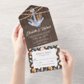 シーウ航海のいかりウ素朴ィード結婚ズ オールインワン招待状 (貼ってはがせる)