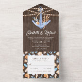 シーウ航海のいかりウ素朴ィード結婚ズ オールインワン招待状 (内側)