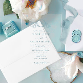 シーエレガントグラスクラウン王室のリースモノグラム アクリル招待状