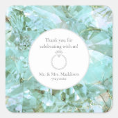 シーエレガントグラスクリスタルゲ結婚ムストーン スクエアシール (正面)