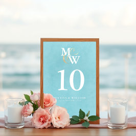 シーエレガントグラスモノグラム結婚ズ テーブルナンバー