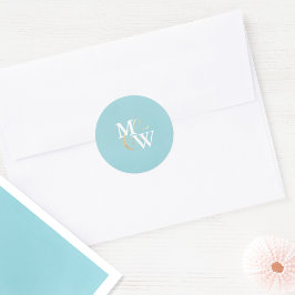 シーエレガントグラスモノグラム金ゴールドアンパサンド結婚ズ ラウンドシール