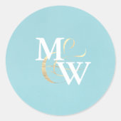 シーエレガントグラスモノグラム金ゴールドアンパサンド結婚ズ ラウンドシール (正面)